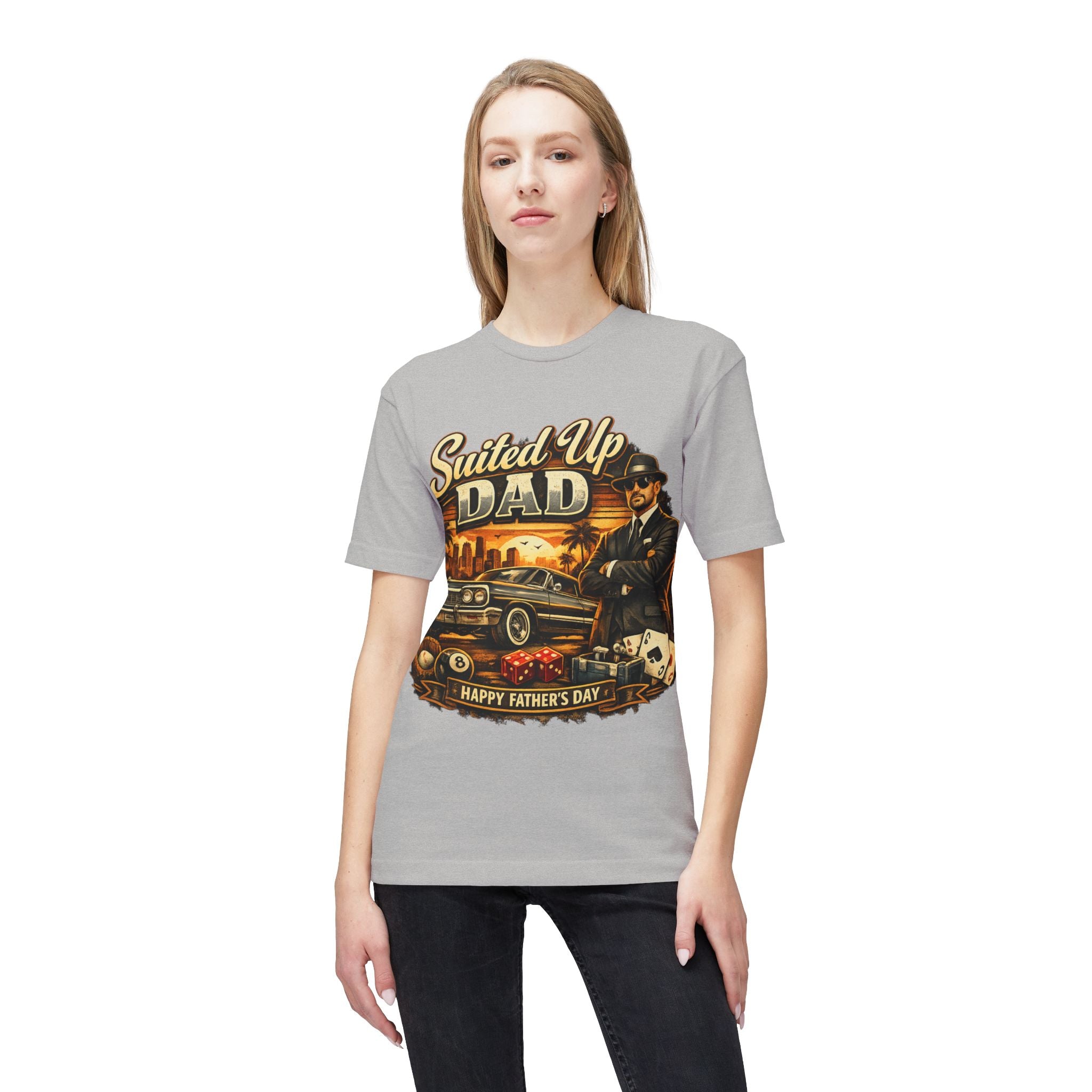 Suited Up Dad T-Shirt — Happy Father’s Day Vintage Car & Poker Design