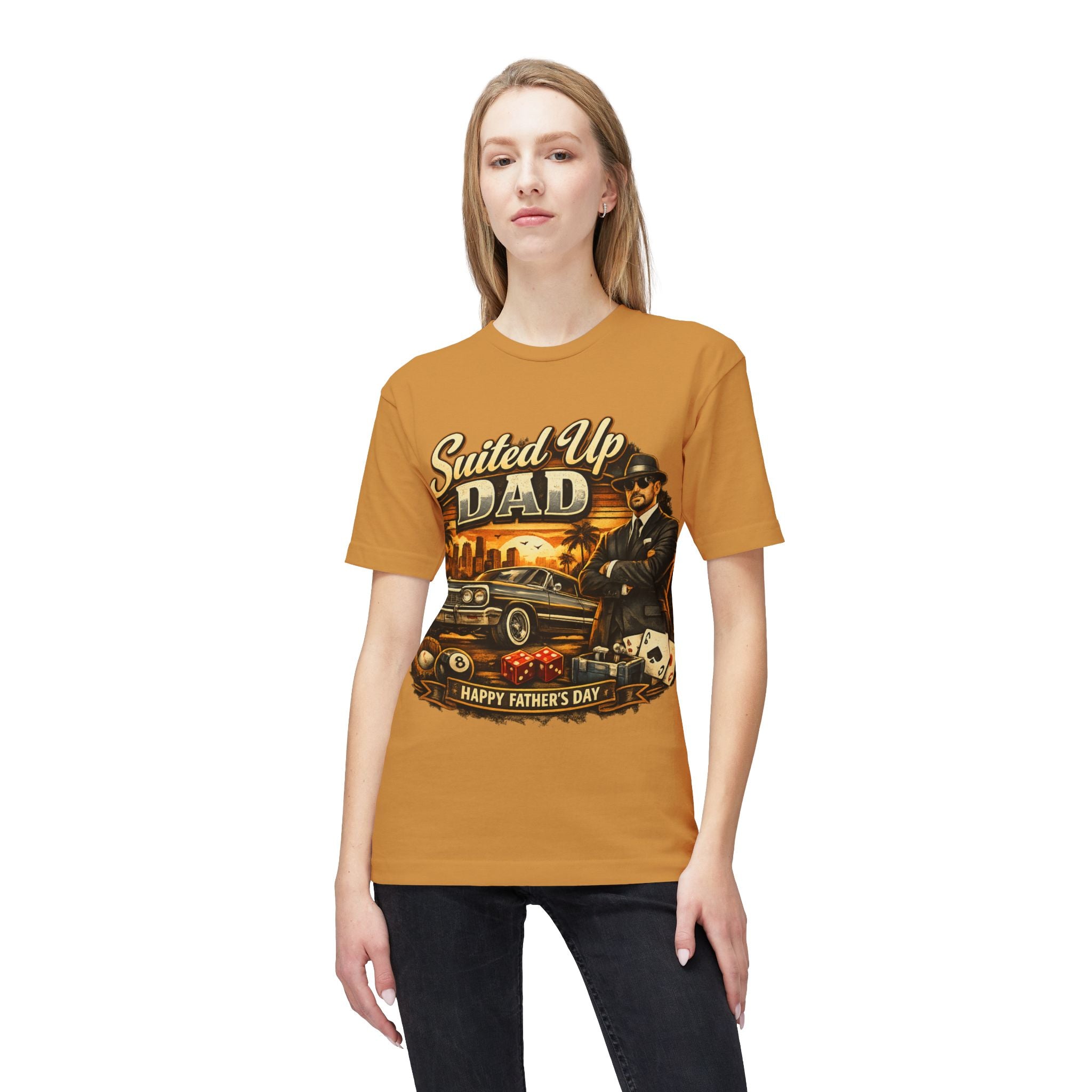 Suited Up Dad T-Shirt — Happy Father’s Day Vintage Car & Poker Design