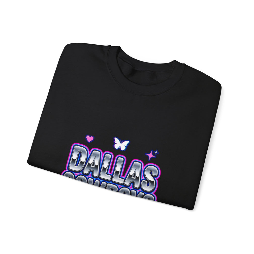Y2K Rhinestone-Style Slogan Sweatshirt | Bubblegum Glitter Techno