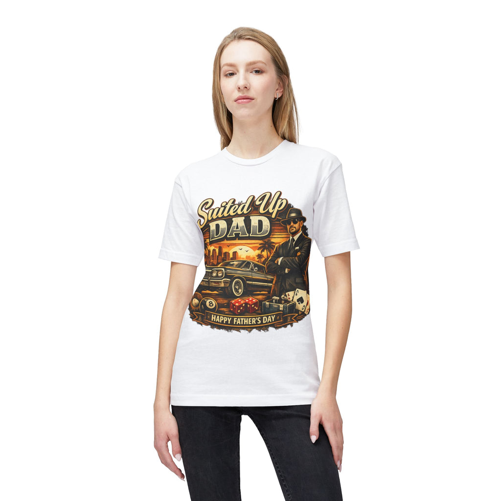 Suited Up Dad T-Shirt — Happy Father’s Day Vintage Car & Poker Design