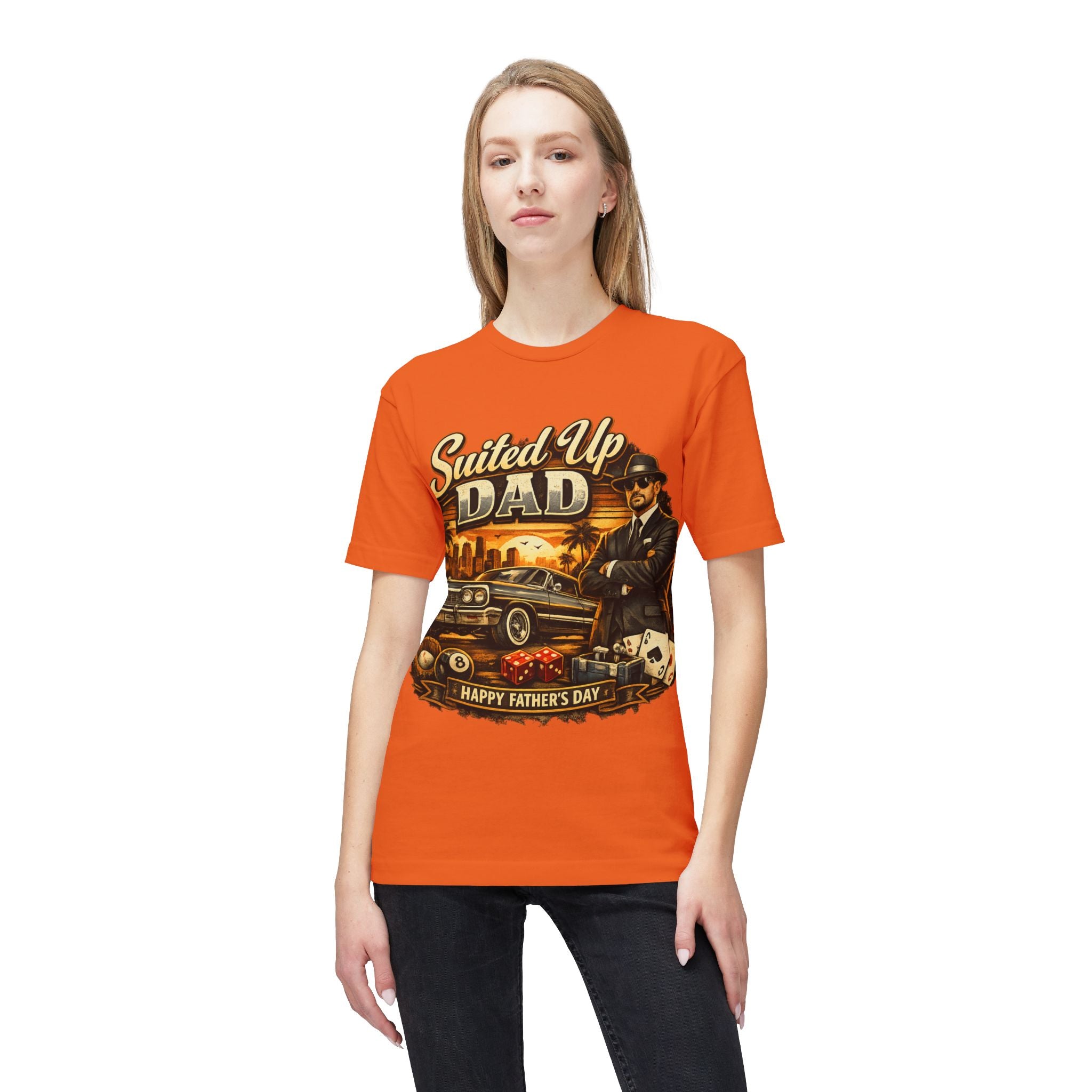 Suited Up Dad T-Shirt — Happy Father’s Day Vintage Car & Poker Design