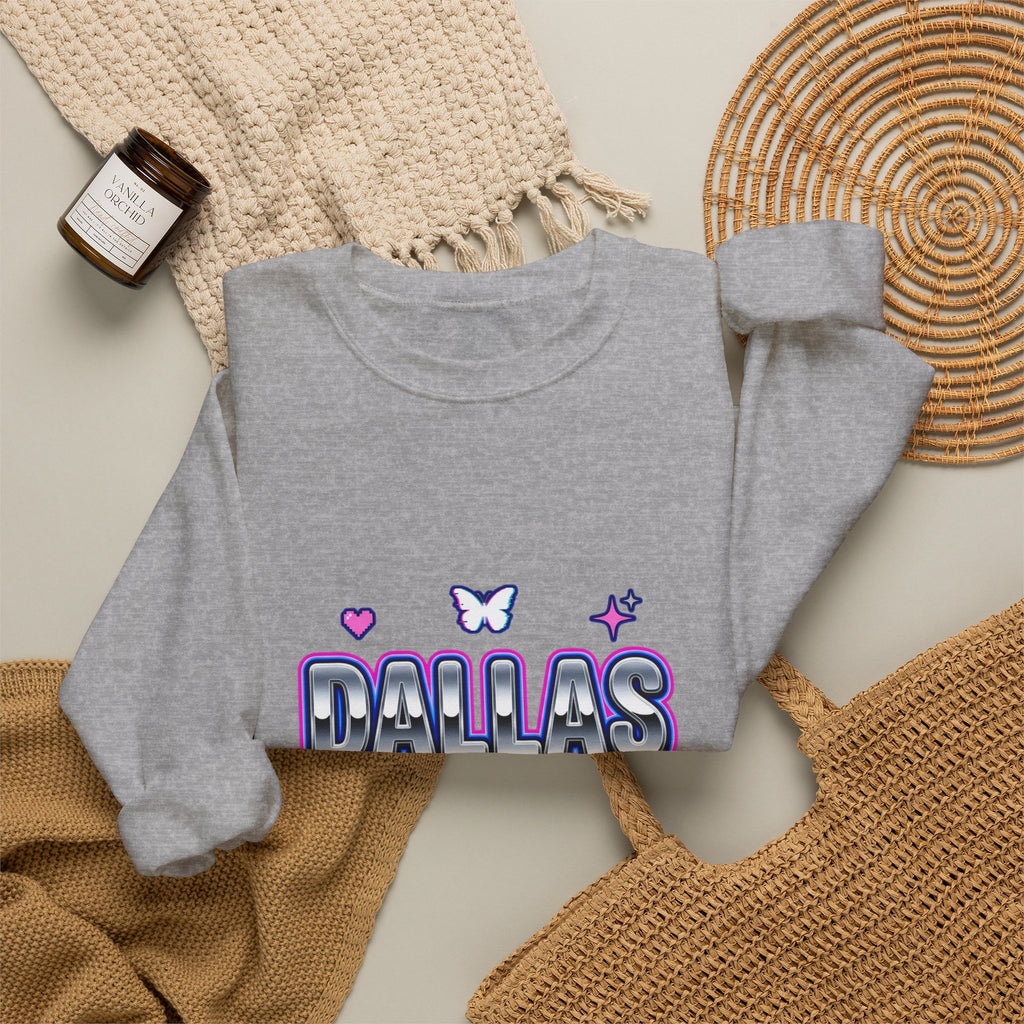 Y2K Rhinestone-Style Slogan Sweatshirt | Bubblegum Glitter Techno