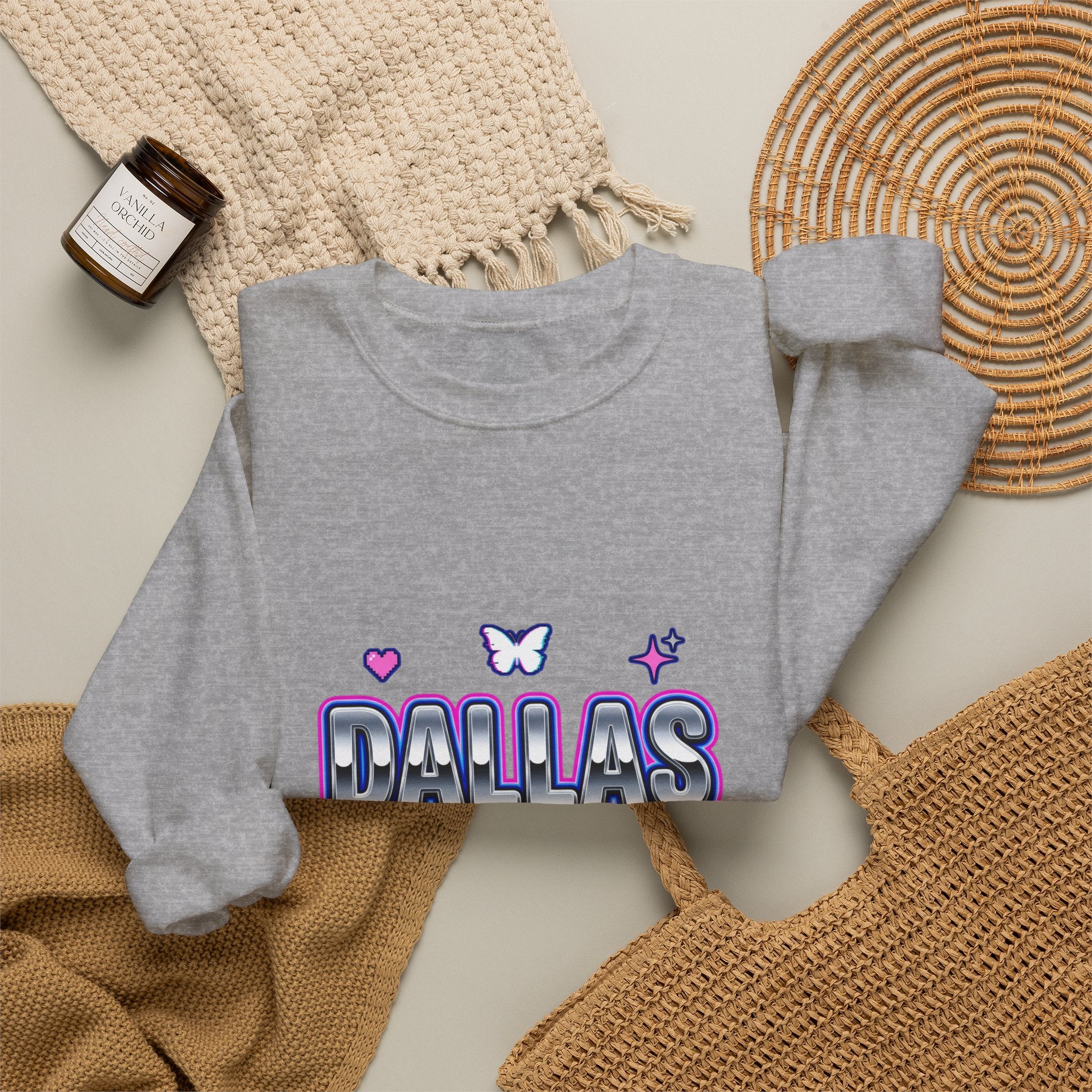 Y2K Rhinestone-Style Slogan Sweatshirt | Bubblegum Glitter Techno