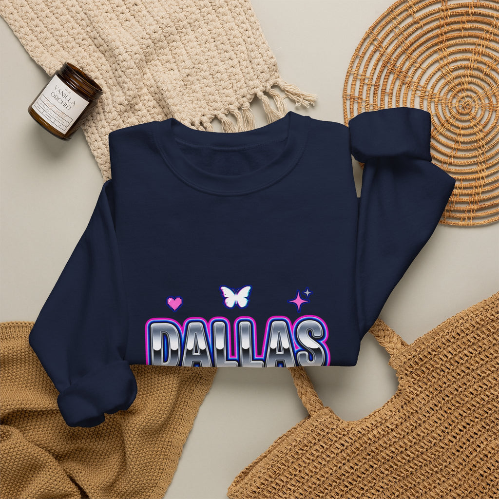 Y2K Rhinestone-Style Slogan Sweatshirt | Bubblegum Glitter Techno