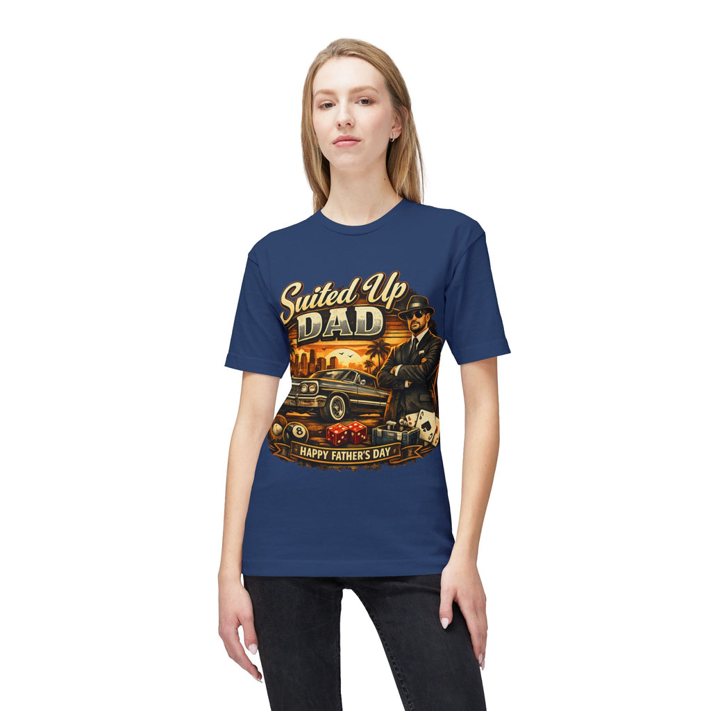 Suited Up Dad T-Shirt — Happy Father’s Day Vintage Car & Poker Design
