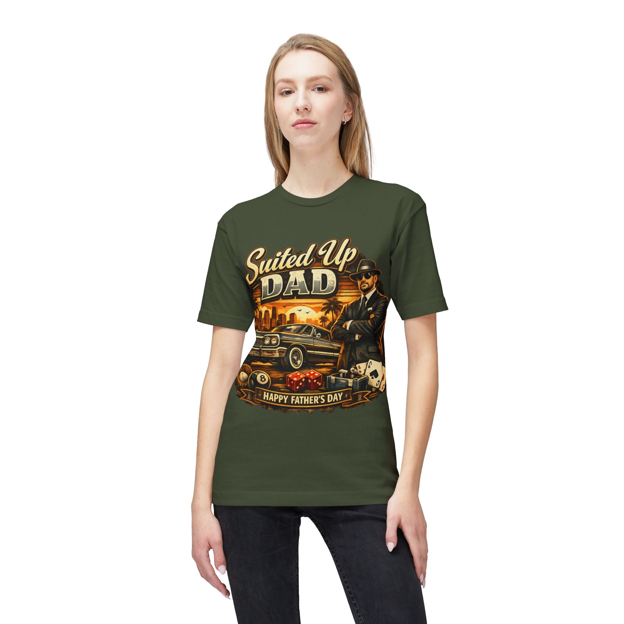 Suited Up Dad T-Shirt — Happy Father’s Day Vintage Car & Poker Design