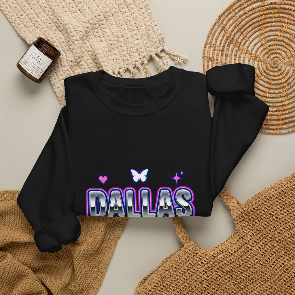 Y2K Rhinestone-Style Slogan Sweatshirt | Bubblegum Glitter Techno