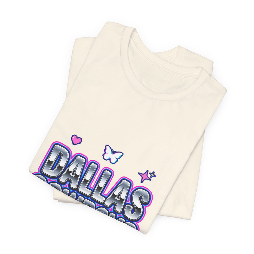 Y2K Rhinestone Bubble Text Tee | Glitter Purple Hot Pink Slogan