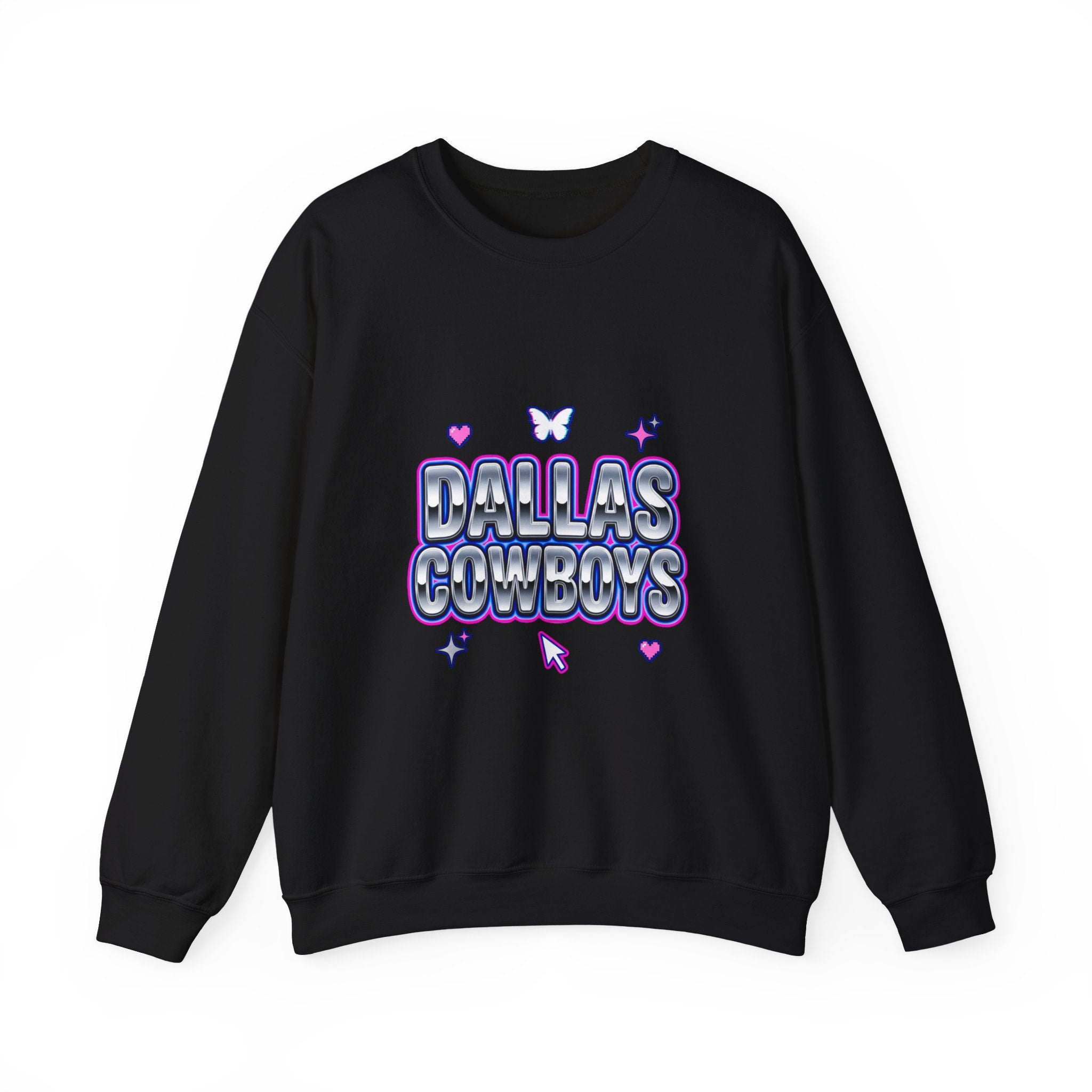 Y2K Rhinestone-Style Slogan Sweatshirt | Bubblegum Glitter Techno