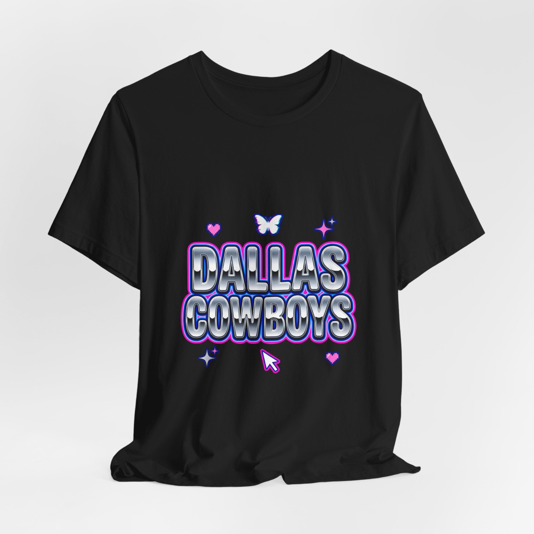Y2K Rhinestone Bubble Text Tee | Glitter Purple Hot Pink Slogan
