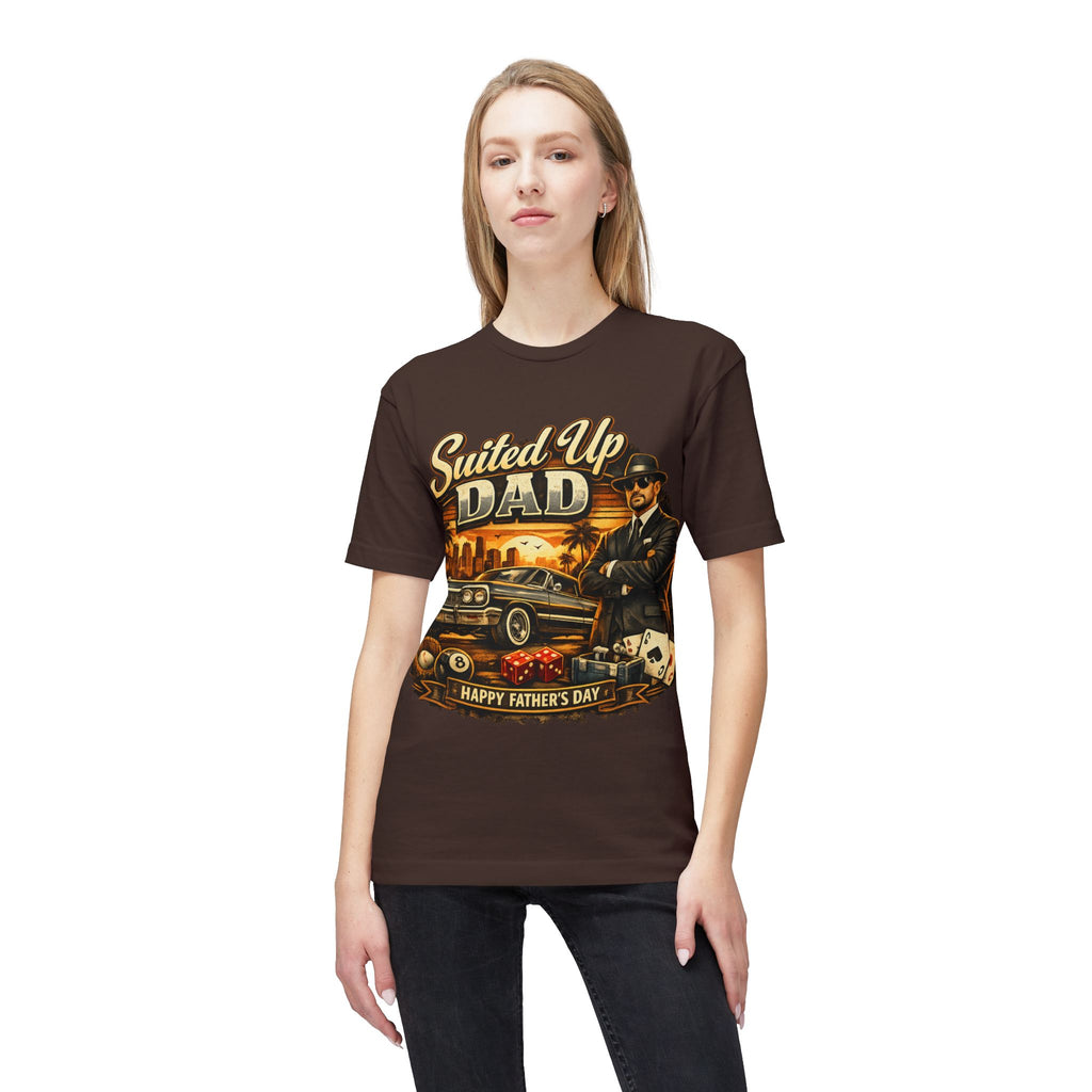 Suited Up Dad T-Shirt — Happy Father’s Day Vintage Car & Poker Design