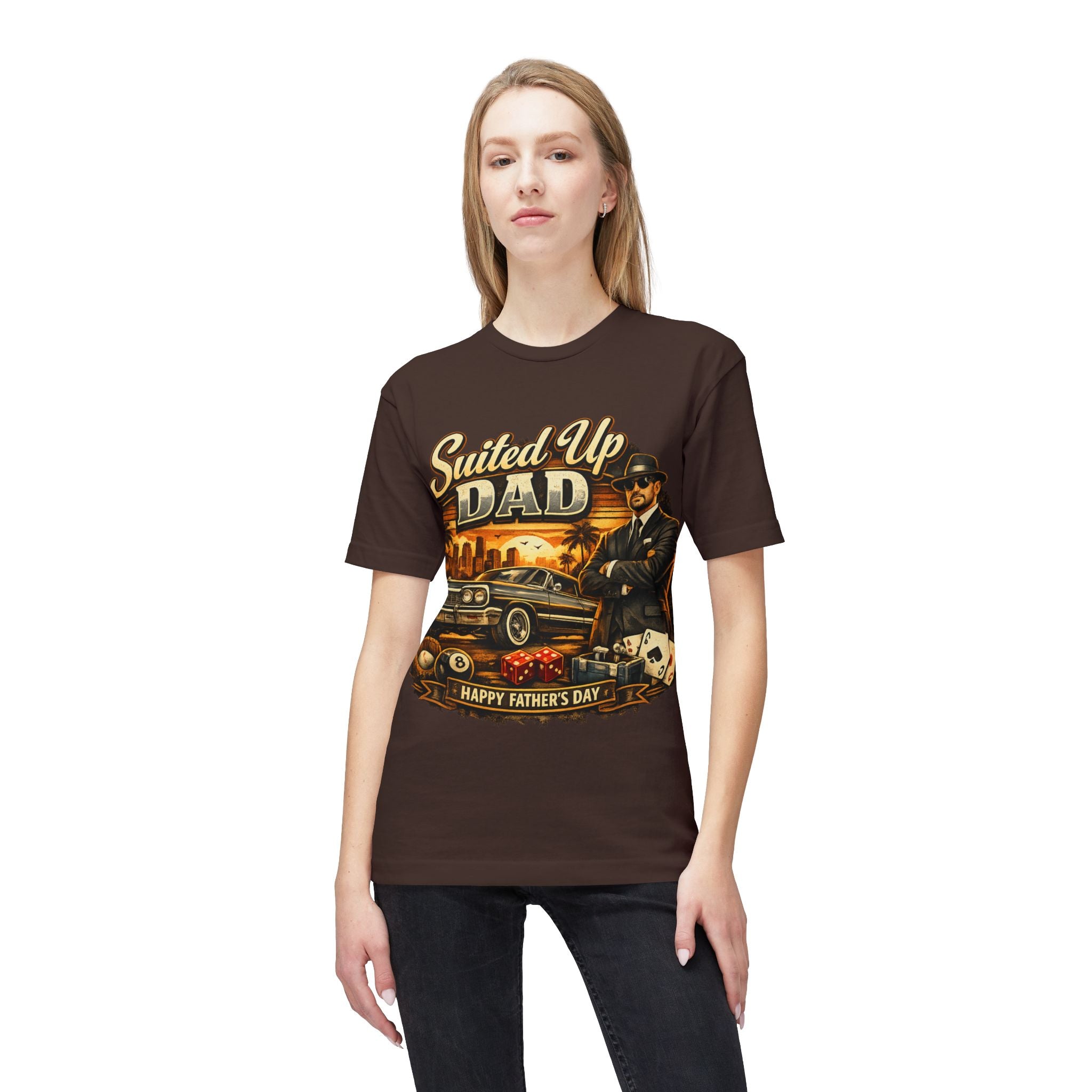 Suited Up Dad T-Shirt — Happy Father’s Day Vintage Car & Poker Design