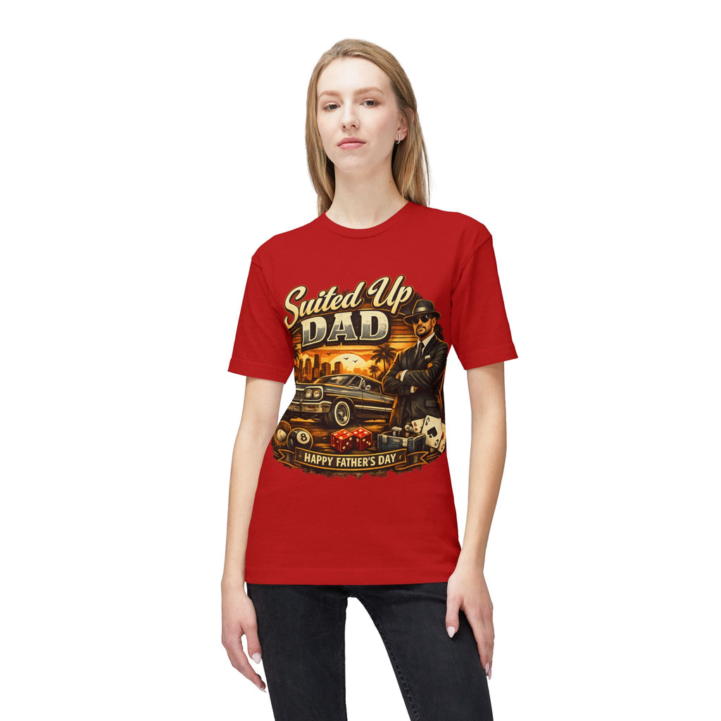 Suited Up Dad T-Shirt — Happy Father’s Day Vintage Car & Poker Design