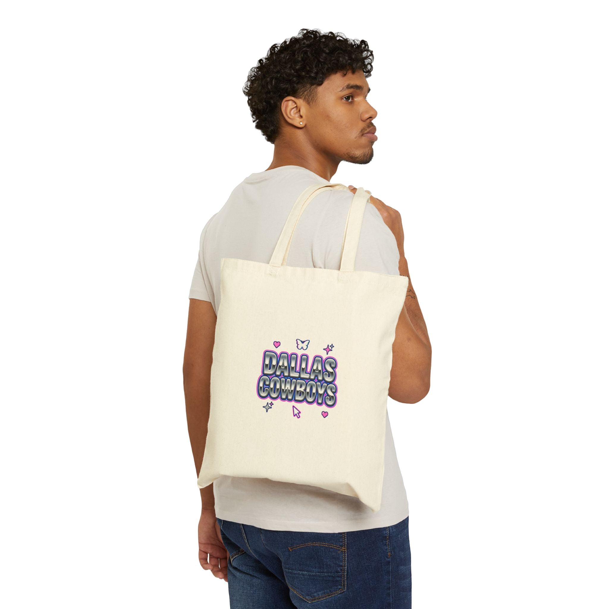 Playful Y2K Slogan Tote | Cotton Canvas Tote, Bubblegum Glitter Type