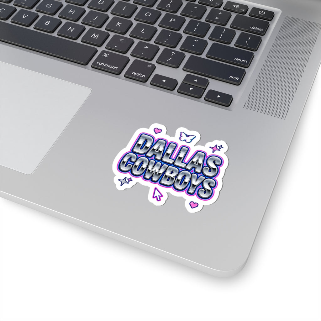 Y2K Rhinestone Bubble Text Kiss-Cut Stickers | Hot Pink Glitter Cyber Aesthetic
