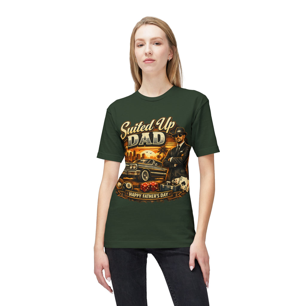 Suited Up Dad T-Shirt — Happy Father’s Day Vintage Car & Poker Design