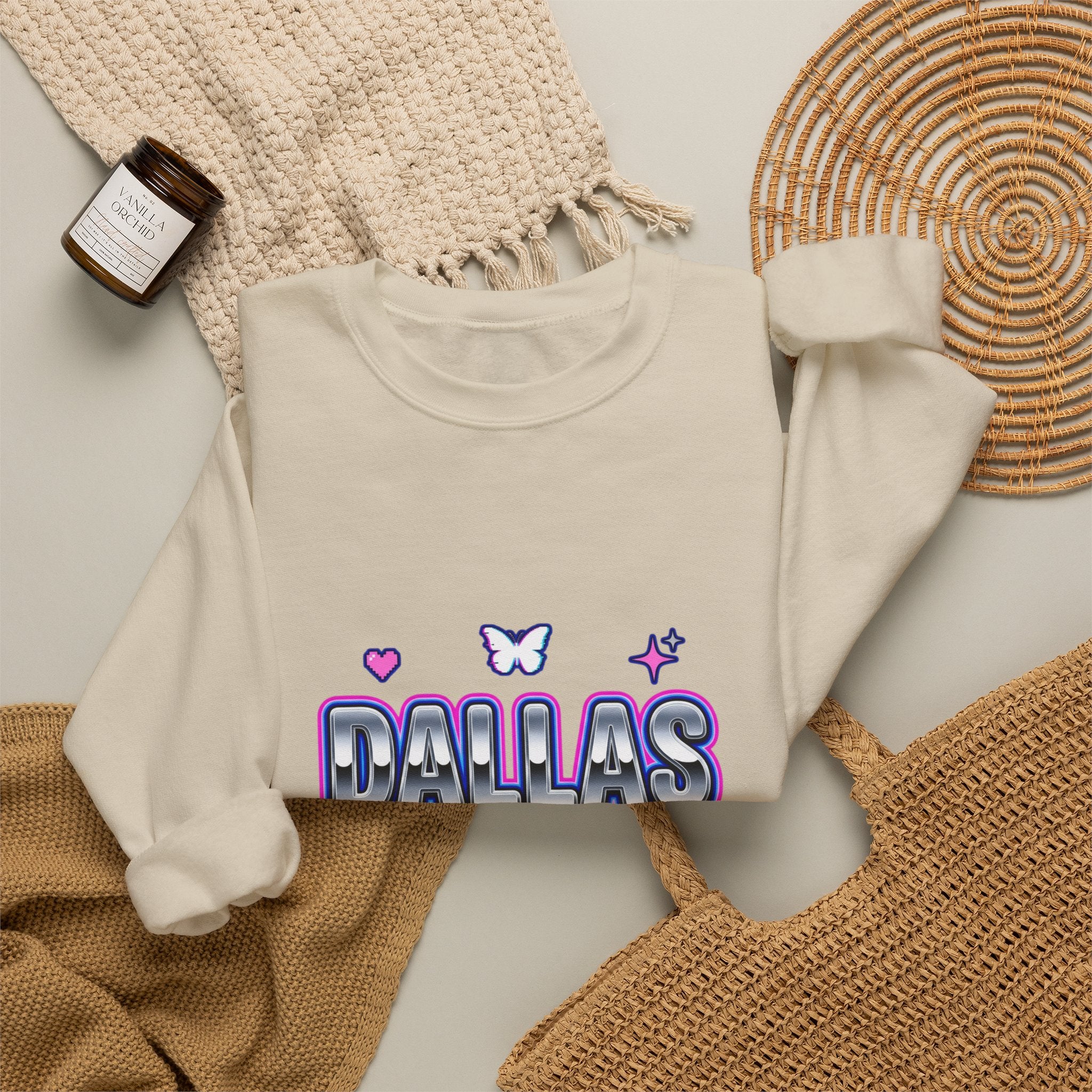 Y2K Rhinestone-Style Slogan Sweatshirt | Bubblegum Glitter Techno