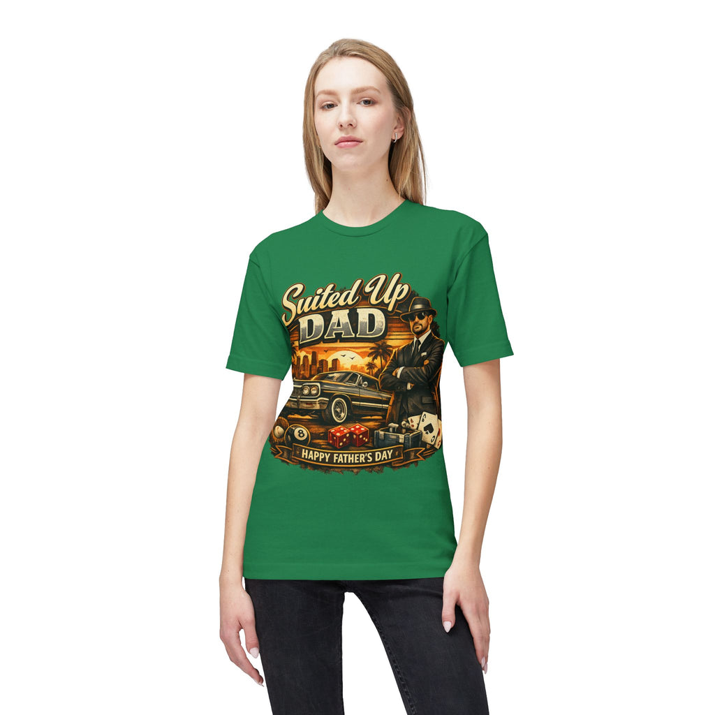 Suited Up Dad T-Shirt — Happy Father’s Day Vintage Car & Poker Design