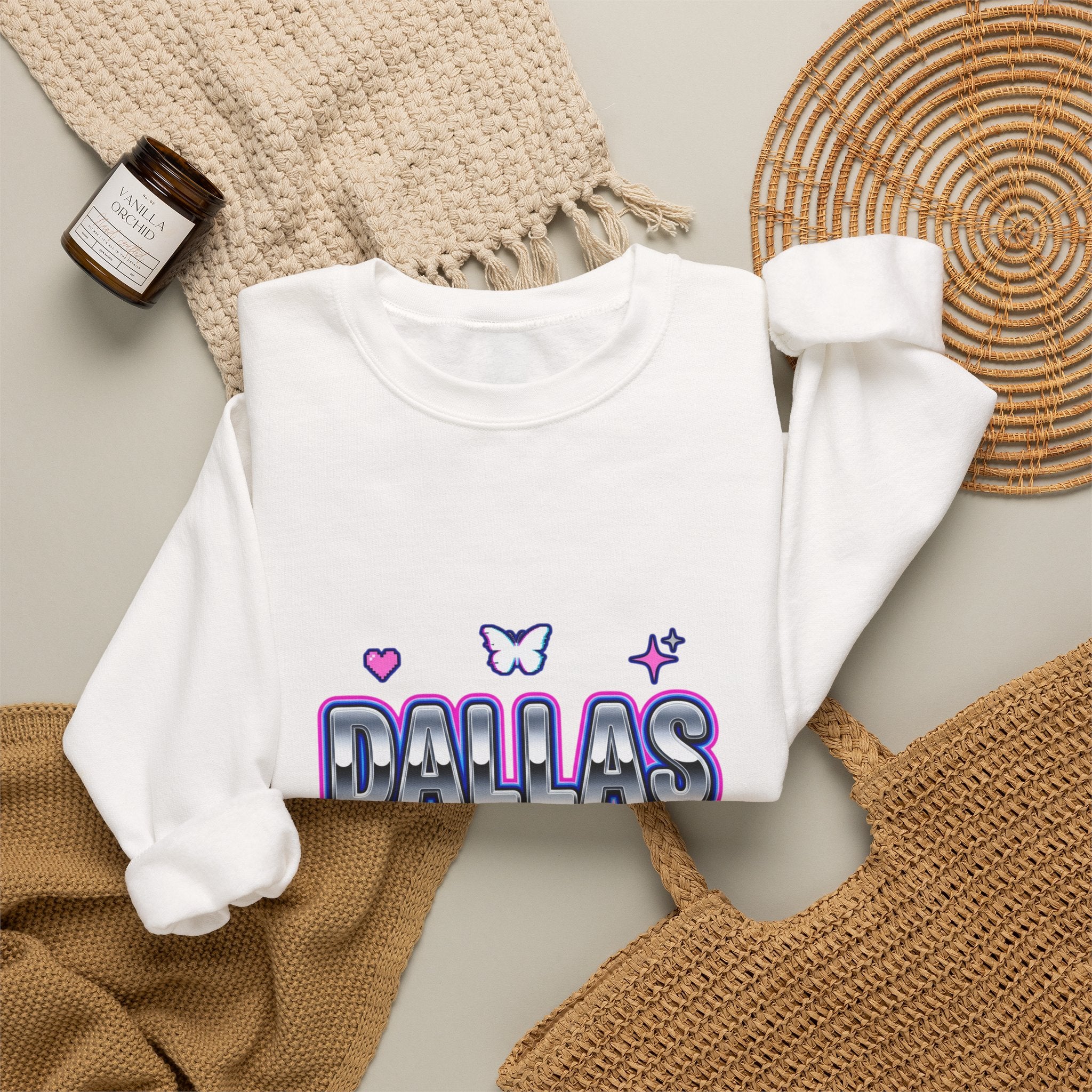 Y2K Rhinestone-Style Slogan Sweatshirt | Bubblegum Glitter Techno