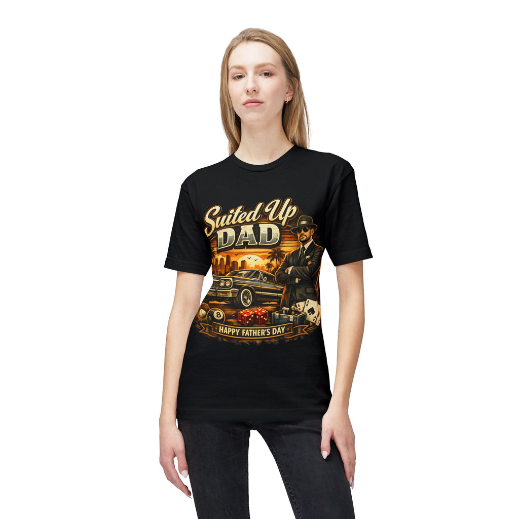 Suited Up Dad T-Shirt — Happy Father’s Day Vintage Car & Poker Design
