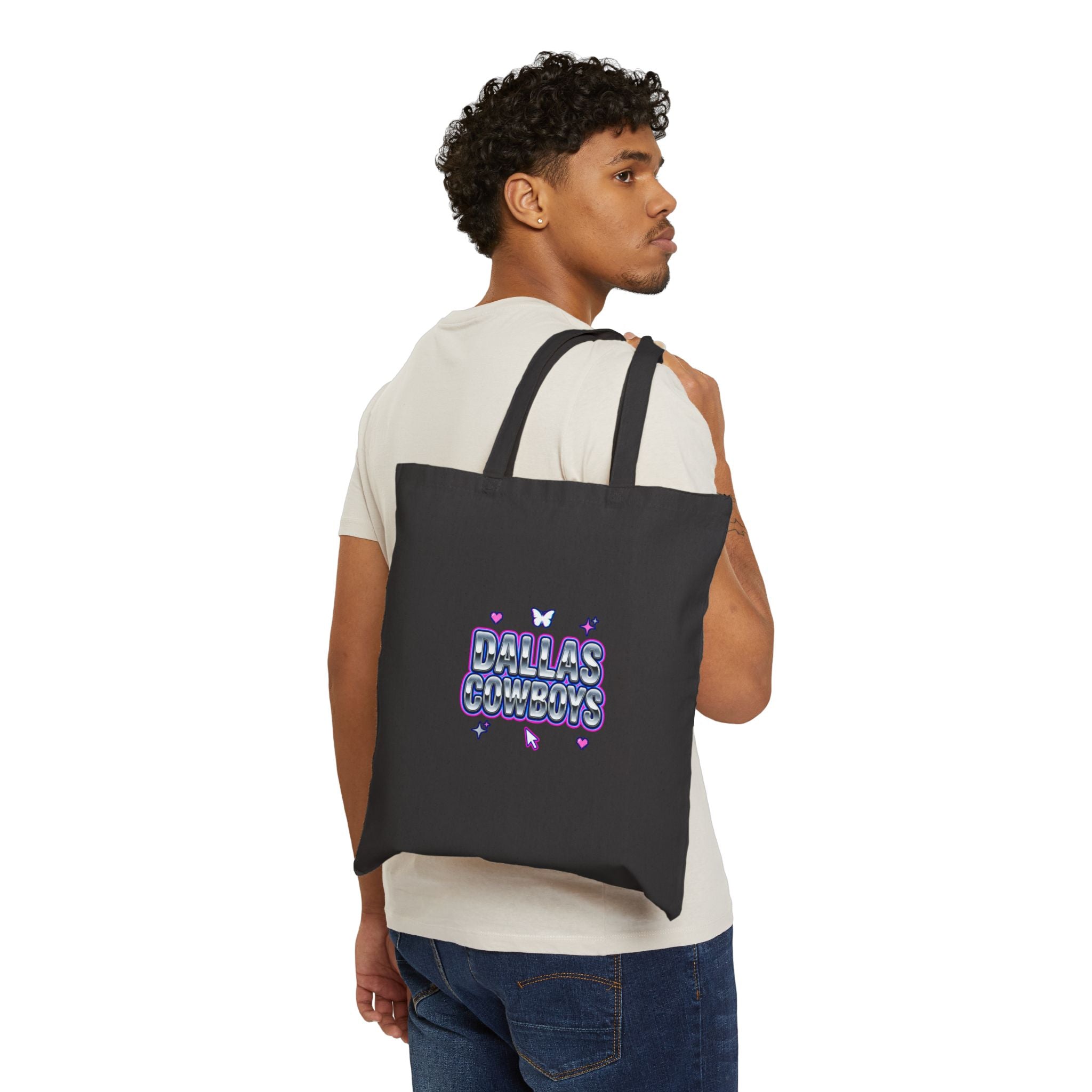 Playful Y2K Slogan Tote | Cotton Canvas Tote, Bubblegum Glitter Type
