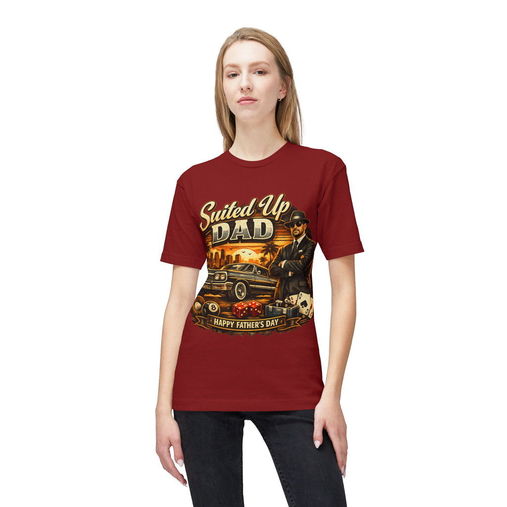 Suited Up Dad T-Shirt — Happy Father’s Day Vintage Car & Poker Design
