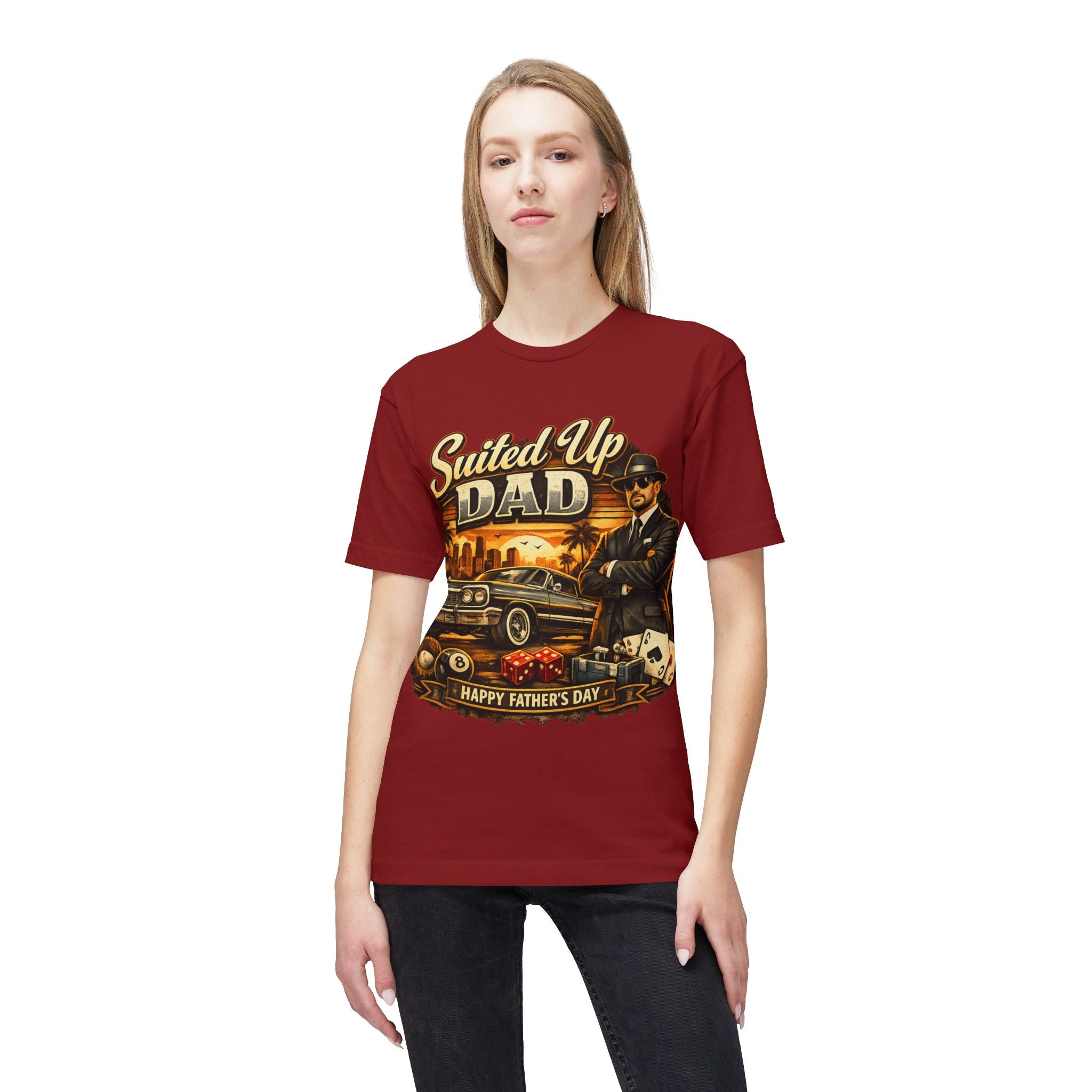 Suited Up Dad T-Shirt — Happy Father’s Day Vintage Car & Poker Design